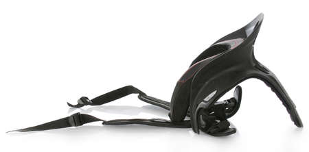 sport motocross neck brace with reflection on white backgroundの写真素材