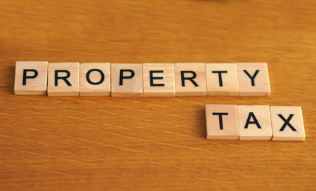 property tax. financial concepts. words written with wooden lettersの写真素材
