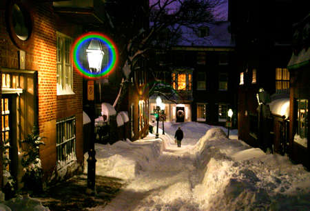 Beacon Hill, Boston in snow.の写真素材