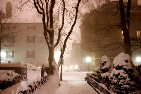 A wintery night in Beacon Hill, Boston
の写真素材