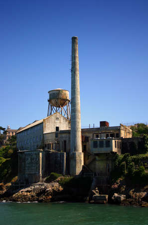 Alcatraz Island (some times referred to as The Rock) is a small island located in the middle of San Francisco Bay in California, United States that served as a lighthouse, then a military fortification, and then a federal prison for the area until 1969, wの写真素材