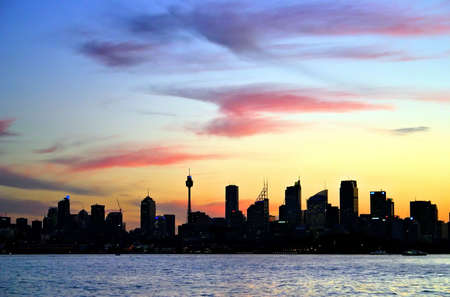 A view of Sydney's skyline and Sydney Harbourの写真素材