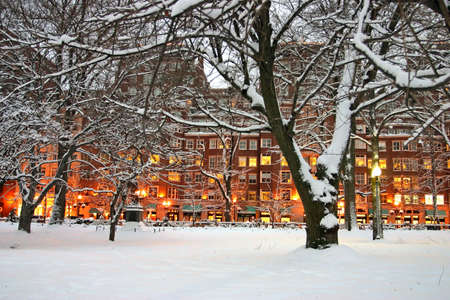 Stock image of a snowing winter at Boston, Massachusetts, USA\r\nの写真素材