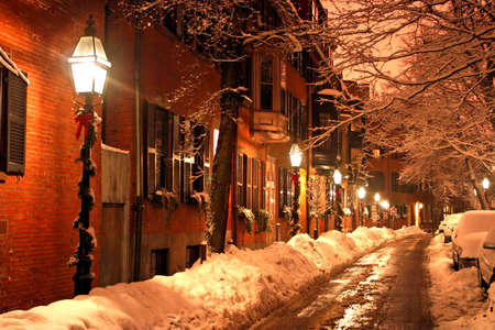 Stock image of a snowing winter at Boston, Massachusetts, USA\r\nの写真素材