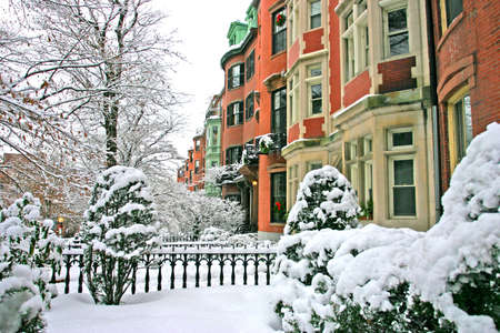 Stock image of a snowing winter at Boston, Massachusetts, USA\r\nの写真素材