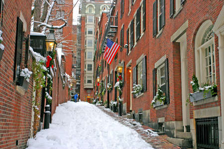 Stock image of a snowing winter at Boston, Massachusetts, USA\r\nの写真素材