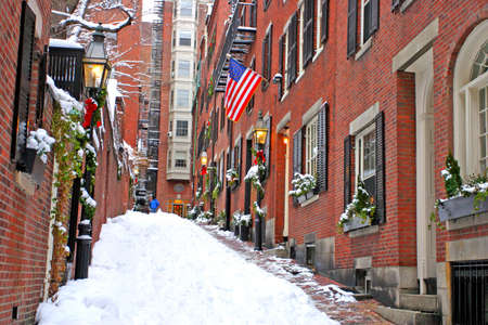 Stock image of a snowing winter at Boston, Massachusetts, USA\r\nの写真素材