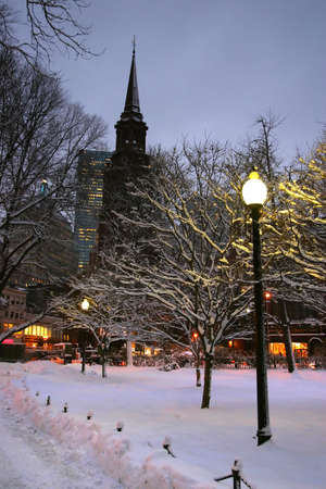 Stock image of a snowing winter at Boston, Massachusetts, USA\r\nの写真素材