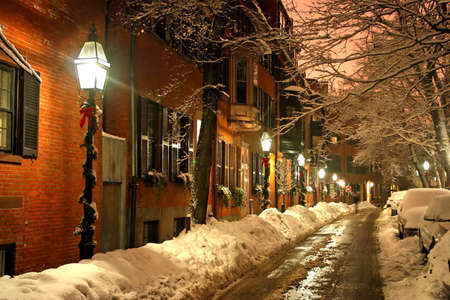 Stock image of a snowing winter at Boston, Massachusetts, USA\r\nの写真素材