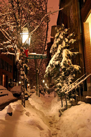 Stock image of a snowing winter at Boston, Massachusetts, USA\r\nの写真素材