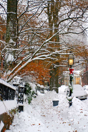 Stock image of a snowing winter at Boston, Massachusetts, USA\r\nの写真素材