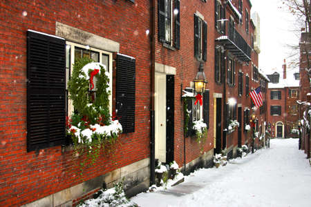 Stock image of a snowing winter at Boston, Massachusetts, USA\r\nの写真素材