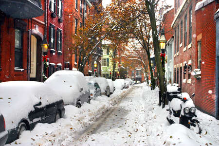 Stock image of a snowing winter at Boston, Massachusetts, USA\r\nの写真素材