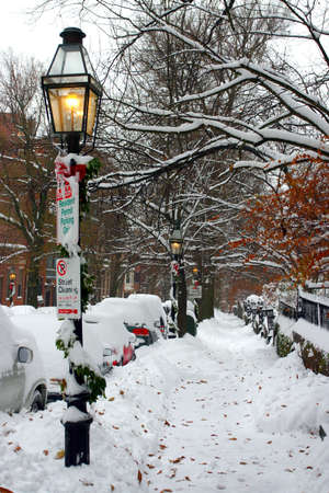 Stock image of a snowing winter at Boston, Massachusetts, USA\r\nの写真素材