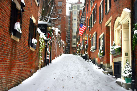 Stock image of a snowing winter at Boston, Massachusetts, USA\r\nの写真素材