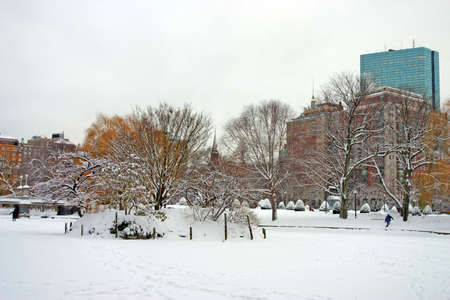 Stock image of a snowing winter at Boston, Massachusetts, USA\r\nの写真素材
