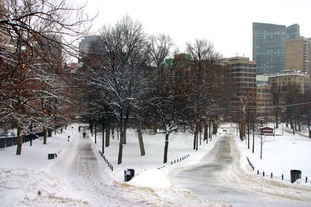 Stock image of a snowing winter at Boston, Massachusetts, USA\r\nの写真素材