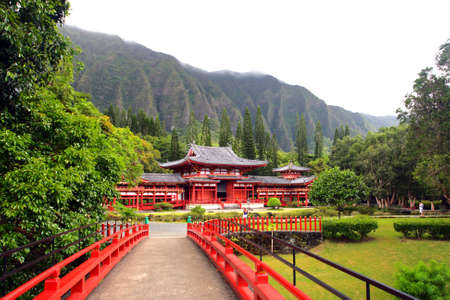 Byodo-In Temple, O'aho, Hawaiiの写真素材
