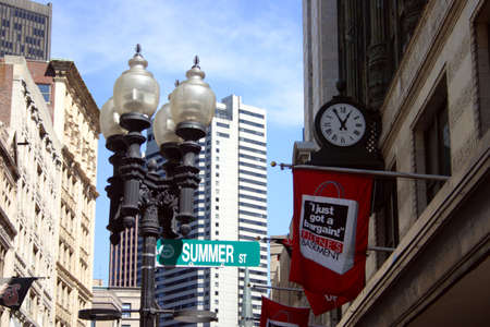 Commercial building and skyline at Boston city center
