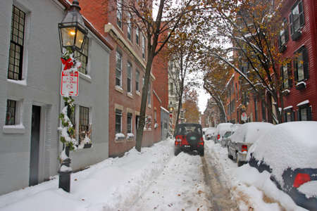 Stock image of a snowing winter at Boston, Massachusetts, USAのeditorial素材
