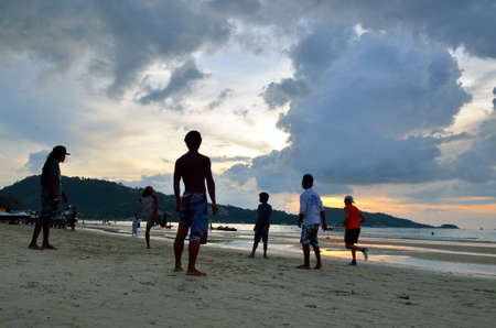 Sunset at the Patong beach, Phuket, Thailandのeditorial素材