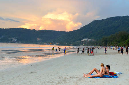 Sunset at the Patong beach, Phuket, Thailandのeditorial素材