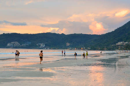 Sunset at the Patong beach, Phuket, Thailandのeditorial素材