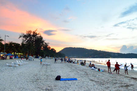 Sunset at the Patong beach, Phuket, Thailandのeditorial素材