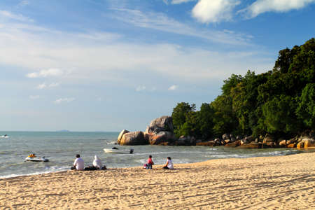 Sandy beach in Batu Ferringhi, Penang Island, Malaysiaのeditorial素材