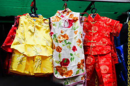 Petaling Street is a long market which specialises in counterfeit clothes, watches and shoes. Famous tourist attractionの写真素材