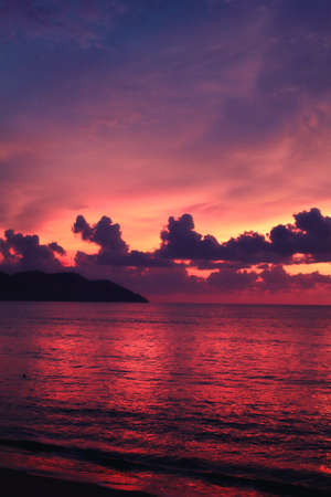 Dramatic seascape at sunset in Penang, Malaysiaの写真素材