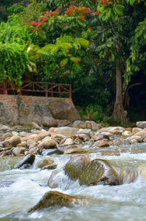 Waterfall in a Malaysian tropical jungleの写真素材