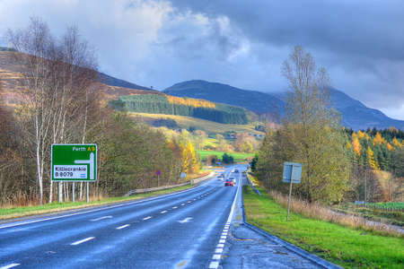Colorful scenic view of the Scottish highlands in summer