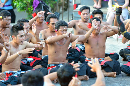 The Kecak Fire Dance at Uluwatu Temple, Bali, Indonesiaのeditorial素材