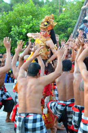 The Kecak Fire Dance at Uluwatu Temple, Bali, Indonesiaのeditorial素材