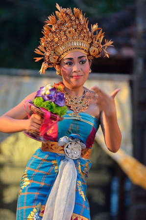 Young Balinese female dancer performing traditional danceのeditorial素材