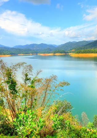 Scenery of man made lake at Sungai Selangor dam during midday.の写真素材