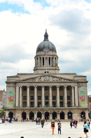 Nottingham market square with council houseのeditorial素材