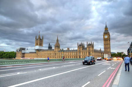 London Skyline landscape with Big Ben, Palace of Westminster, London Eye, Westminster Bridge, River Thames, London, England, UK.のeditorial素材