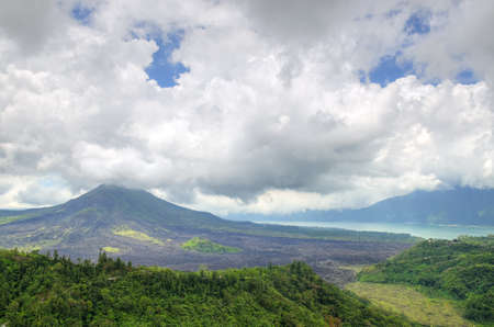Landscape of Batur volcano on Bali island, Indonesiaの写真素材