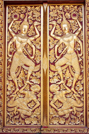 door of Thai templeの写真素材