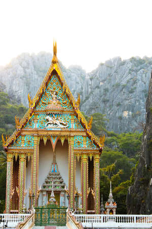 Thai temple is in great hill.の写真素材