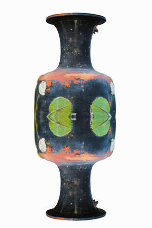 Isolated big earthen jar with reflectionの写真素材