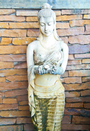 beautiful sculpture of woman in restaurantの写真素材