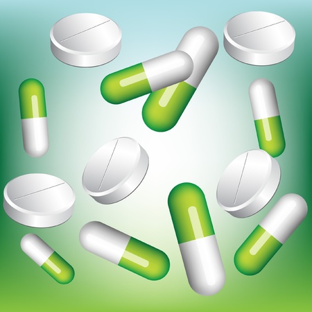pharmaceutical pill assortment backgroundのイラスト素材