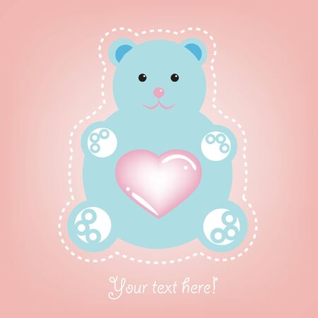 teddy bear love cardのイラスト素材