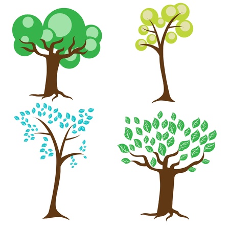 four types of treesのイラスト素材