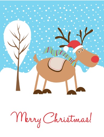 christmas deer cardのイラスト素材