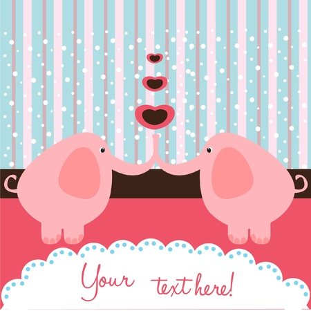 elephant love cardのイラスト素材