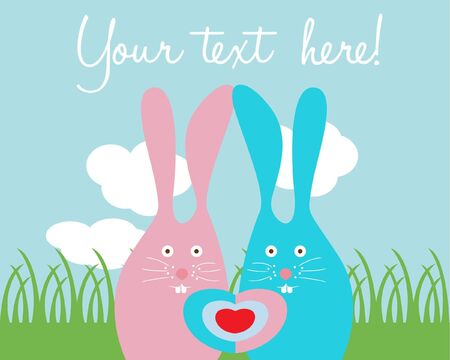 cute rabbit love cardのイラスト素材